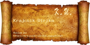 Krajcsik Ulrika névjegykártya